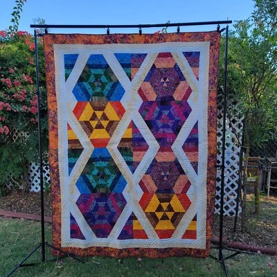 New Homemade "Radio Active"  Quilt, 70"x93", multicolored Batiks 100% cotton - Image 1 of 4