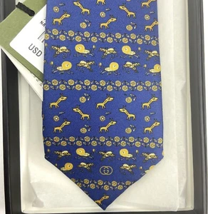 Gucci 100% Silk Twill Tie in Blue, #656870, NWT - Picture 1 of 4
