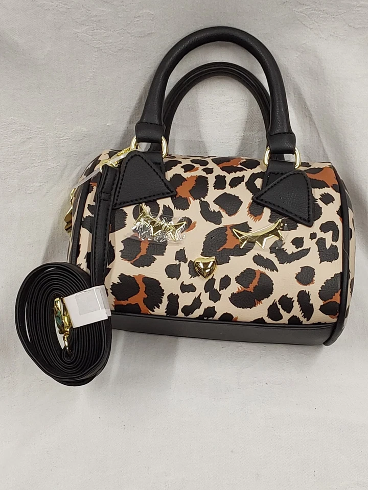 Luv Betsey By Betsey Johnson Small Leopard Print Purse With Gold Cat Face - Image 1 of 4