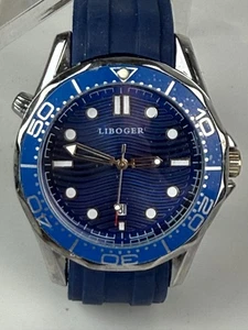 Liboger Mens Diver Style Watch Blue Dial & Silicone Band - Picture 1 of 4