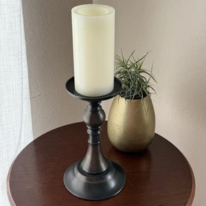 Pottery Barn Candle Holder 9 3/16” Faux Oil Rubbed Pillar Taper - Picture 1 of 11