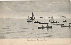 Canoeing on Sandusky Bay Postcard Lake Erie Ohio Undivided Back UNU - Picture 1 of 2