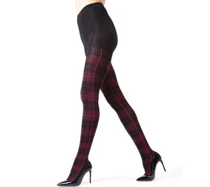 MeMoi Glasgow Damen Legwear Pullover Strumpfhose kariert burgund Größe L / XL - Bild 1 von 7