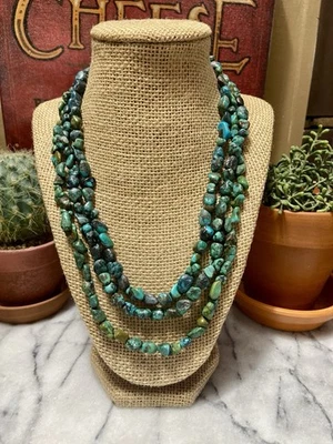 De colección NOS - KINGMAN Pepitas de Piedra Turquesa - Collar con Cierre de Plata de Ley Foto 1 de 4