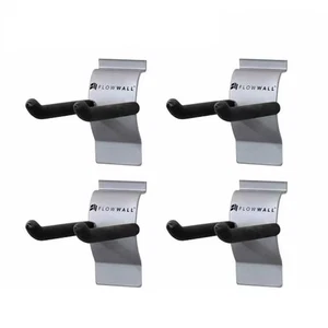 Flow Wall FSH-041-6 4" Short Slatwall Double Hooks 4-Pack 50 lb Steel - Picture 1 of 3