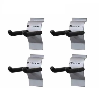Flow Wall FSH-041-6 4" Short Slatwall Double Hooks 4-Pack 50 lb Steel - Image 1 of 3