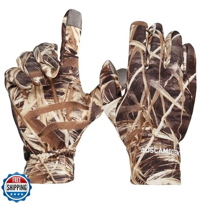 AUSCAMOTEK Duck Hunting Camo Gloves for Men with Touch Screen Fingers - Image 1 of 4