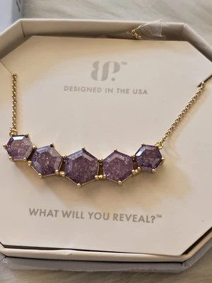 Bomb Party Necklace "The Sara Necklace" LC Amethyst Ice Crystal on Gold NK72135 - Image 1 of 3