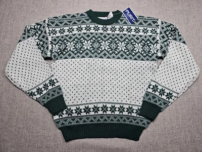 Vintage Puritan Sweater Mens Medium Green White Fair Isle Knit Pullover 90s - Image 1 of 4