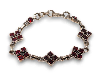 Sterling Silver 925 Garnet Red Gemstone Star Bracelet India 16.5g - Image 1 of 4