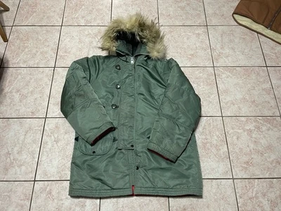 Vintage Olive Green Fur Hood Talón Zipper Parka Jacket Size XL Mens - Image 1 of 4
