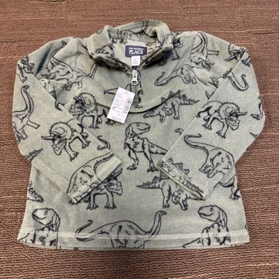 Children's Place Size 4T Toddler Dinosaur Print Soft Fleece 1/4 Zip BRAND NEW - Image 1 of 4
