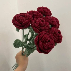 Fertig Häkelblume Handarbeit gestrickt Rose Frühling Kunstrose Blume für - Bild 1 von 6