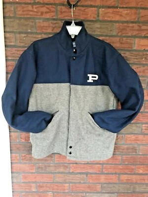 Letterman Jacket Size Small Wool Blend Gray Blue "P" Zip Front Neff School Coat - Image 1 of 4