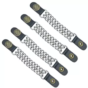 Snap Extender Jacket Waistcoat Leather Chrome Chain 7.5" Brass Antique Silver - Picture 1 of 15