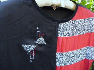 Vestido midi vintage 100 % RAYON negro ~ India talla 48 ~ Busto M-L 22" ~ Bloque de colores ~ FreeSH Foto 1 de 4