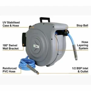Hi-Qual Retractable Air / Water Hose Reel 1/2" X 20m - Picture 1 of 1