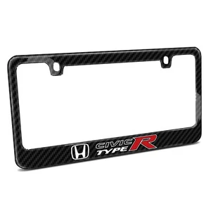 Black Real Carbon Fiber License Plate Frame - Honda Civic Type R - Picture 1 of 7