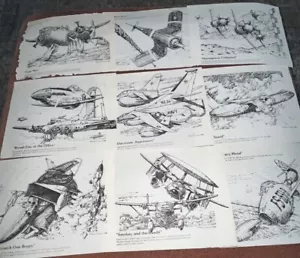 Vintage 9 Hank Caruso Militärdruck Zeichnungen selten F-18 Mig F-15 Botschafter - Bild 1 von 1