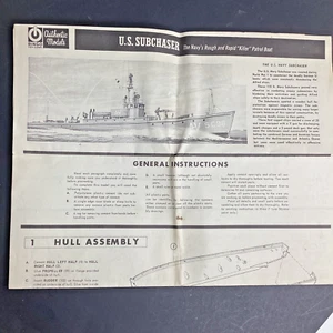 INSTRUCCIONES Ringo Toy U S Subchaser Navy patrullero modelos auténticos RL 1863 - Imagen 1 de 5