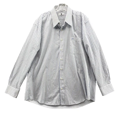 Camisa de Vestir Pierre Balmain 45 Azul Rayas Paris Corpcore Academia Oficina Años 90 Foto 1 de 4