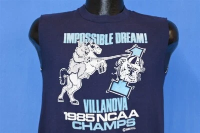 vtg 80s VILLANOVA WILDCATS NCAA 1985 CHAMPS BASKETBALL FINAL 4 t-shirt COLLEGE M - Image 1 of 4