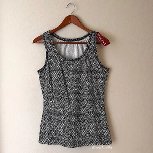 Shabby Chic Sleeveless Tank Top Boho Geometric Gypsy Ruffle Black White Women XS - Picture 1 of 7