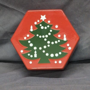 Albero di Natale vintage Waechtersbach scatola in ceramica a sei lati, portagioie esagonale - Foto 1 di 4