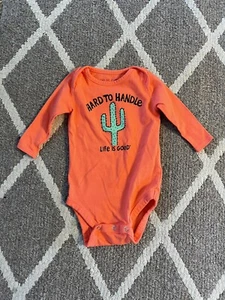 Life Is Good “Hard To Handle” orange bodysuit baby 6-12 months - Picture 1 of 2