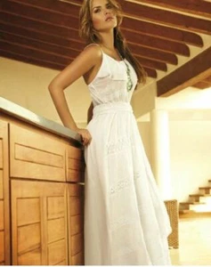 White Cotton Long Maxi Dress - Picture 1 of 1
