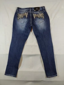 Miss Me Jeans Women 32 Signature Skinny Midrise Embellished Dark Wash Denim Blue - Picture 1 of 12