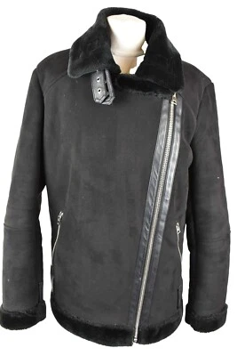 Jaqueta TOPSHOP preta camurça sintética tamanho Reino Unido 12 feminina zíper completo motociclista ao ar livre - Imagem 1 de 4