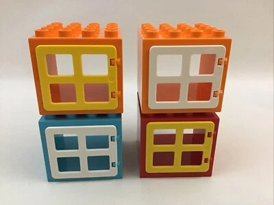 Lego Duplo Windows Red Orange Blue With Mixed Colors Set Of 4 Replacement Pieces - Image 1 of 4