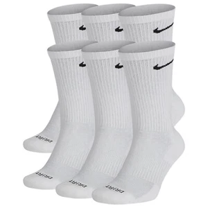 Nike Everyday Plus Cushion Crew White Black Socks Size XL SX6897 100 (6 Pairs) - Picture 1 of 4