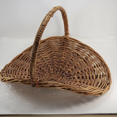 Gathering Wicker Basket Rattan Woven Weave Farmhouse Rustic Fireplace Hearth Cover