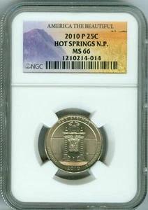 2010 P HOT SPRINGS QUARTER NGC MS66 2ND FINEST ATB 1ST LABEL POP-30 * - Picture 1 of 4