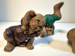 4 Vintage taumelnde Hasen Kaninchen Harz handbemalte Hasen spielen - Bild 1 von 6
