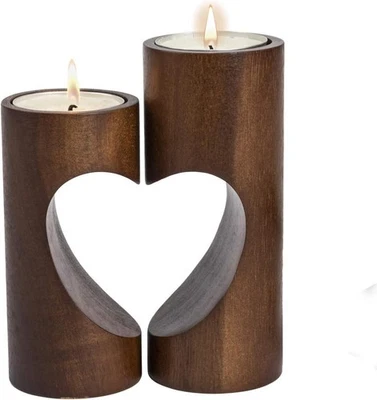 Tea Light Candle Holders for Table Centerpiece, Decorative Wood Tealight Candle  - Image 1 of 4