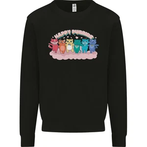LGBT Happy Purride Funny Gay Cats Kids Sweatshirt Jumper - Picture 1 of 33