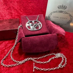 Beautiful Necklace Deer And Flowers #95 Georg Jensen Georg Jensen - Picture 1 of 20
