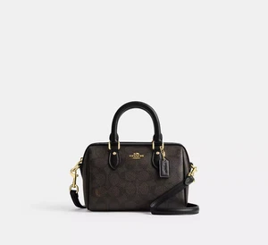 COACH Mini Rowan Crossbody Bag In Signature Canvas Walnut/Black CW329 Outlet NEU - Bild 1 von 11