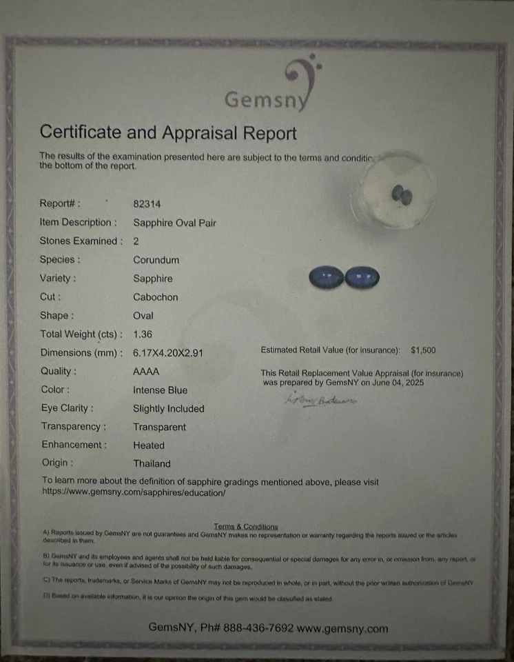 Sapphire Oval Pair Corundum 1.36 CTS AAAA Quality Natural Loose Gemstone - Image 1 of 1