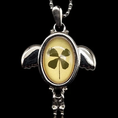 Collar Trébol 4 Hojas Lucky 100 Lariat Y Gota Tono Plata Trébol Trébol Cuatro Foto 1 de 4