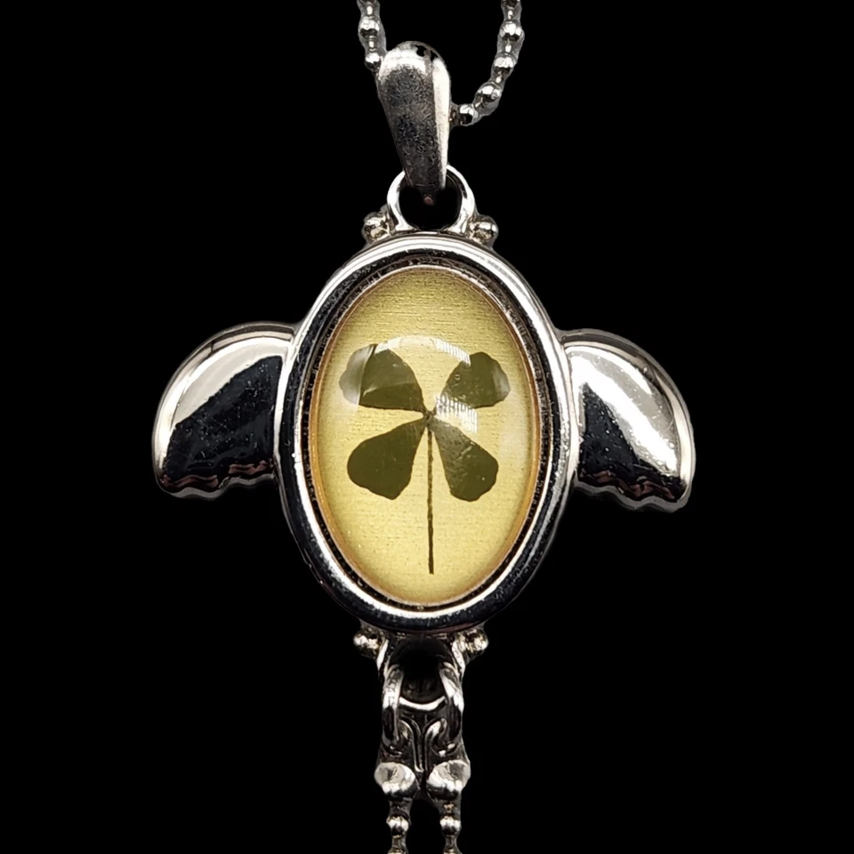 Collar Trébol 4 Hojas Lucky 100 Lariat Y Gota Tono Plata Trébol Trébol Cuatro Foto 1 de 4