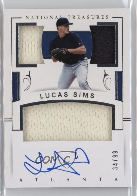 2018 Panini National Treasures /99 Lucas Sims #PCS-LS Rookie Auto RC - Image 1 of 2