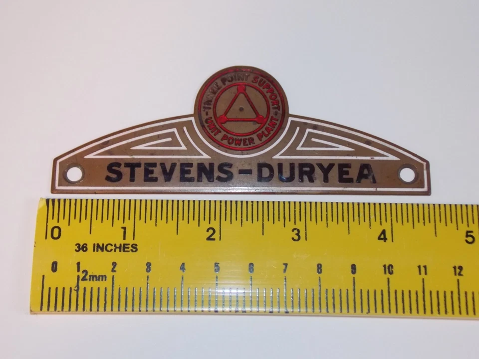 Rare 1911-1915 Stevens-Duryea Automobile Radiator Emblem Brass Car Hood Badge - Image 1 of 4