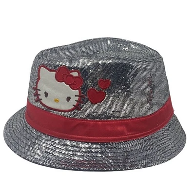 Chapéu balde Hello Kitty prata vermelho meninas tamanho único 2012 - Imagem 1 de 4