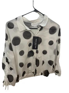 Neu mit Etikett Marc New York weiß & schwarz gepunktetes Baumwollhemd mit Knopfleiste - Bild 1 von 6