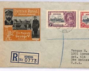 BERMUDA KGV Cover 1935 SILVER JUBILEE 1s 1d *ILLUSTRATED* Colour ROYALTY XW224 - Picture 1 of 14