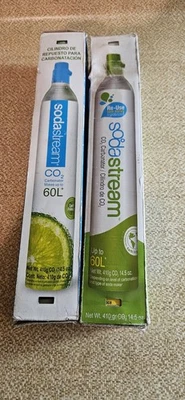 Lot 2 SodaStream 60L CO2 Cylinder Replacement  14.5 oz Empty Canister Refillable - Image 1 of 4